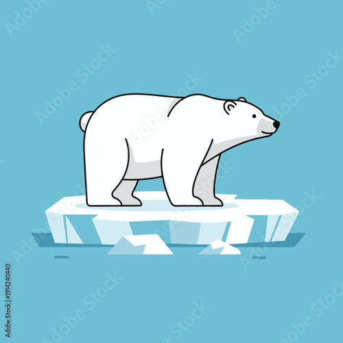 Polar Bear Standing on Ice Floe in Arctic Ocean