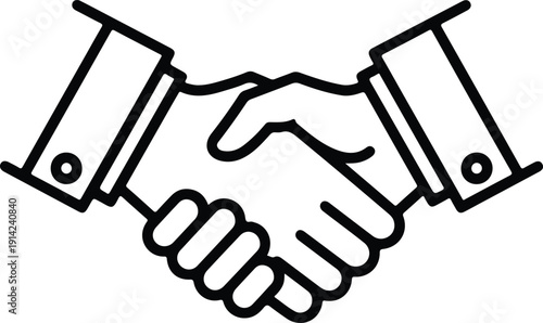 Professional business handshake icon representing agreement partnership cooperation and success in corporate deal vector