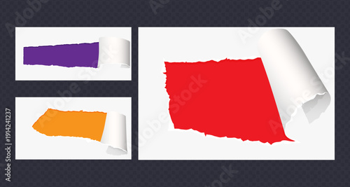 Realistic Torn White Paper Texture with Ripped Edges on Transparent Background