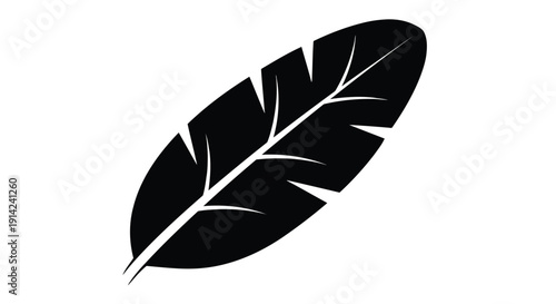 Minimalist black feather silhouette symbol