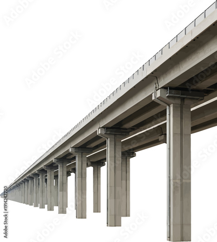 Highway Bridge Structure on White Background