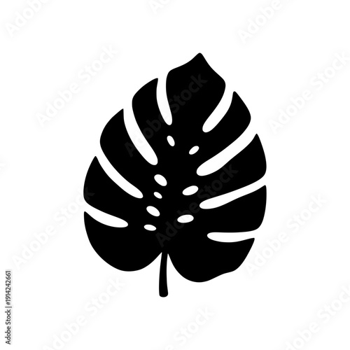 Monstera Deliciosa Leaf Silhouette Vector Isolated