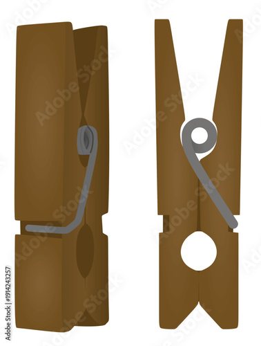 Wooden hang clip. vector illustration