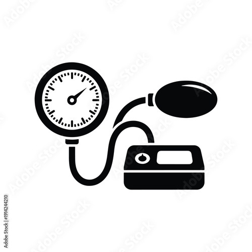 Well design icon of bp apparatus, sphygmomanometer vector