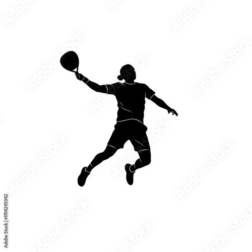Tennis Player Silhouette Jumping Smash Shot Action Sport Athlete