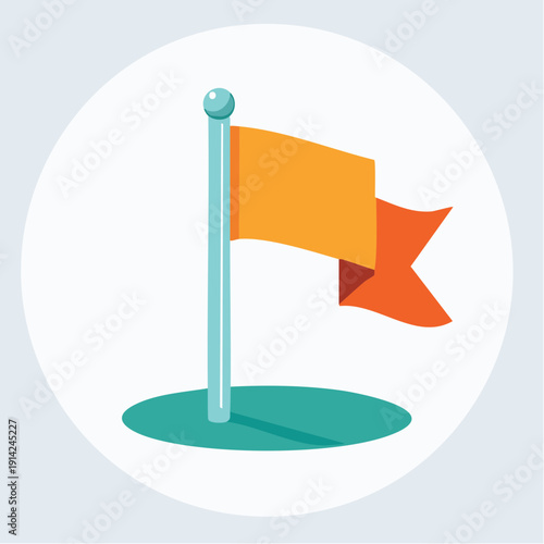 Illustration of an orange flag planted on a green surface