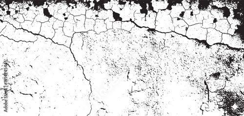 Cracked Wall Texture: A close-up view reveals a textured wall with a network of cracks, a stark monochrome depiction of age and decay, creating an artistic representation.