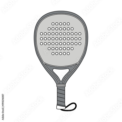 Padel Racket with Holes and Grip, Sports Equipment Icon