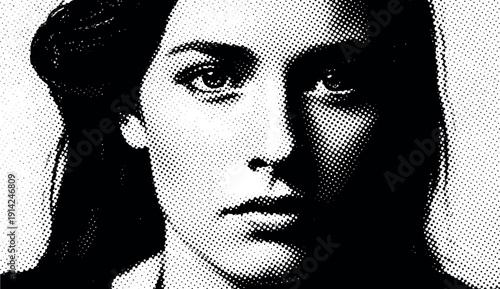 Black and White Woman Face Illustration