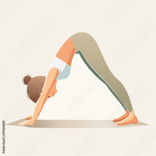 Woman in Downward-Facing Dog pose, a common yoga asana for flexibility and strength