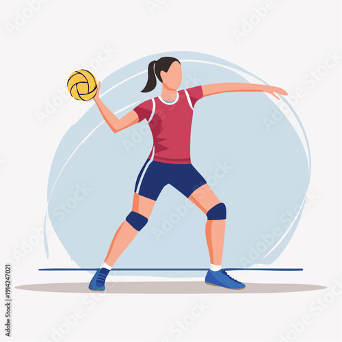 Young female athlete serving a volleyball during a competitive match