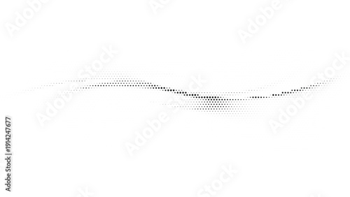 Abstract wavy line illustration made of small black dots on white background