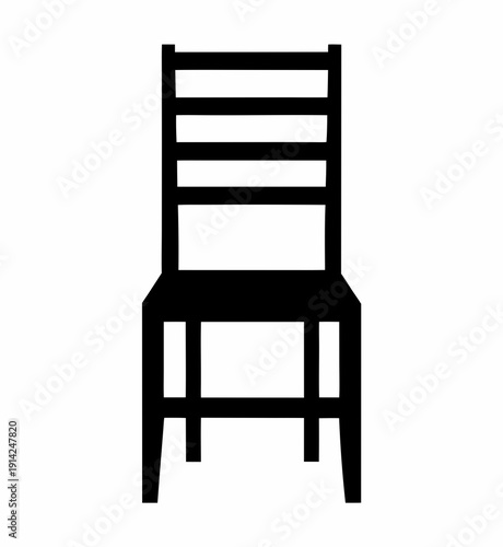 Wooden Chair Silhouette Vector . Classic Seat Furniture Illustration