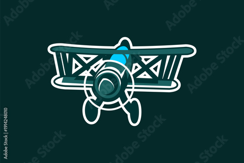 British ww2 fighter biplane icon vector illustration 