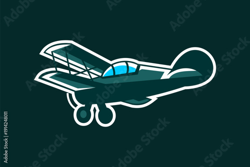 British ww2 fighter biplane icon vector illustration 