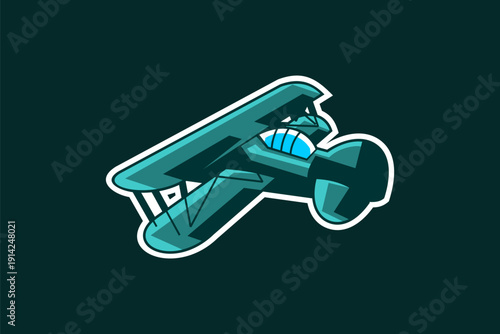 British ww2 fighter biplane icon vector illustration 