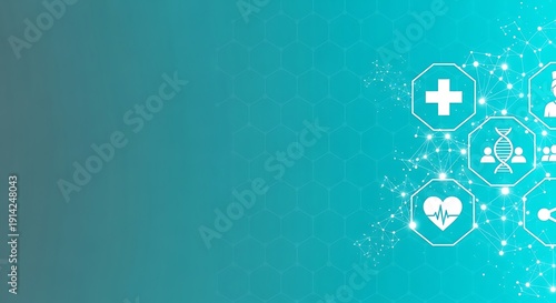 Wallpaper Mural Medical and network connections on a blue gradient background health science technology Torontodigital.ca