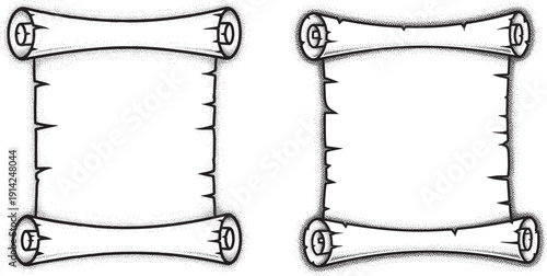 Vintage Scroll Banner Outline Illustration Blank Parchment Frame Template