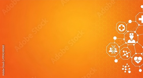 Wallpaper Mural Orange background with white medical and honeycomb pattern health Torontodigital.ca