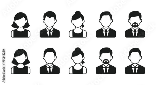 Collection of vector avatars featuring men and women in professional attire