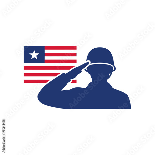 Soldier Saluting American Flag - Patriotism and Military Service