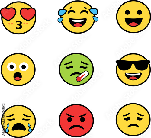 Emoji Emotion Reaction Stickers – Social Interaction Pack
