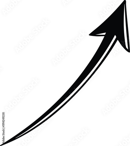 Single Black Hand Drawn Arrow Pointing Upwards on a White Background Keywords: arrow, black