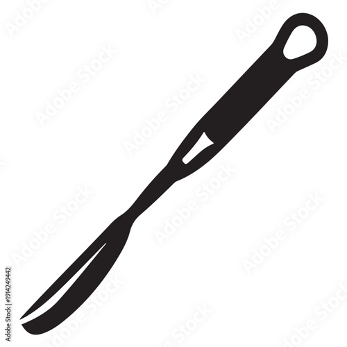 Black silhouette of a laboratory spatula tool used for mixing or scraping substances in scientific experiments or medical procedures