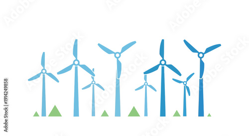 Wind turbines icon set