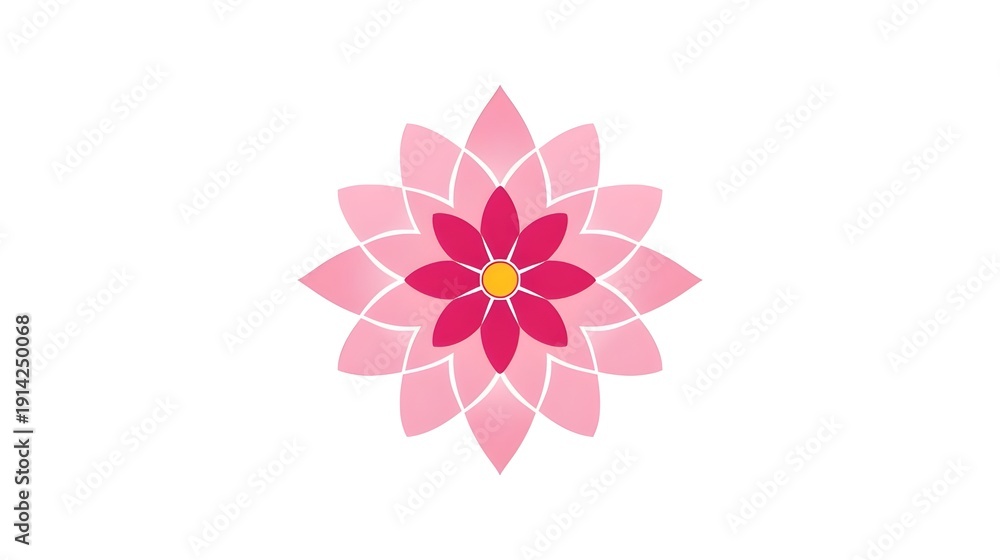 Fototapeta premium Gradient pink lotus flower top view floral design