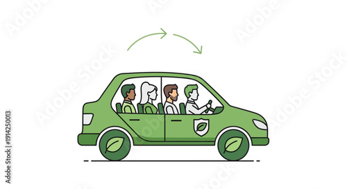 Eco friendly car with people icon