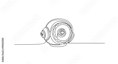 One-line drawing of a snail in minimalist style  