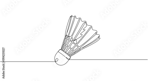 Shuttlecock lying on the ground in minimalist black and white design  