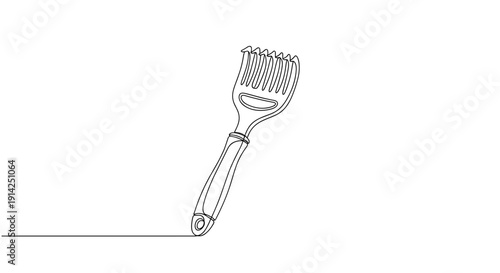 Gardening tool rake with a wooden handle on a white background  