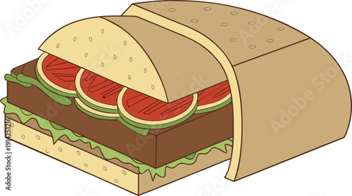 A satisfying, freshly prepared sandwich wrapped and ready for takeout or delivery, perfect for a quick and delicious meal on the go