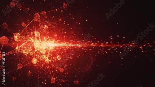 Neural Network Energy Burst Red Sparks. AI Generated