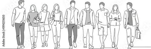 A group of people standing together isolated on transparent background