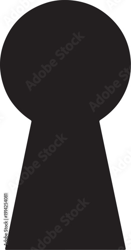 Black silhouette of a classic keyhole shape with a circular and trapezoidal bottom also transparent background