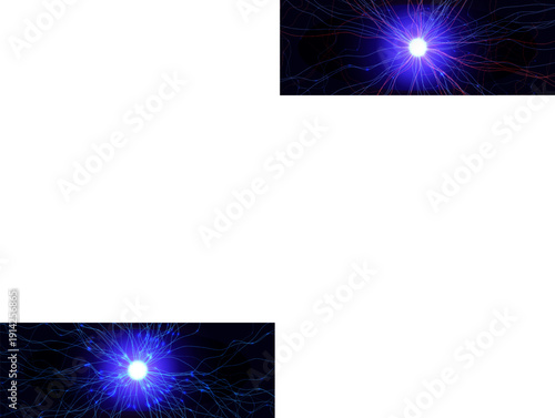 Neuron Firing Human Brain Neural Network Innovate Science Technology Background. Medical Neurology Bio Tech Scientific Research Banner Flash Glow Fractal. Blue AI Digital Net. Vector Illustration