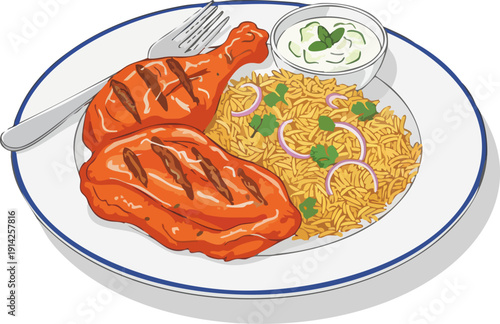 Indian tandoori chicken rice