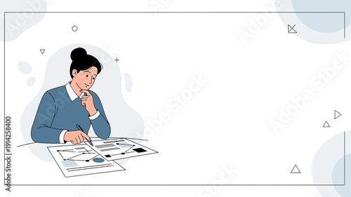 Woman Planning Project, Working on Documents, Analyzing Data, Businesswoman