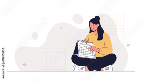 Woman Planning Schedule Holding Calendar Page