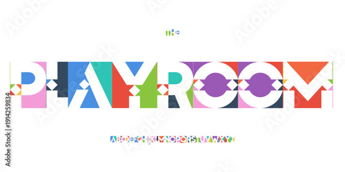 Cutout Negative Space Font Logo Alphabet Color Geometric Blocks Letter Set Modern Typography, Creative Typographic Design for Poster Headline, Type Symbol Logotype, Colorful Fonts. Vector Typeface