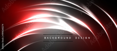 Abstract red background features flowing white lines. Modern design evokes speed, energy, dynamic movement. Simple text overlay present.