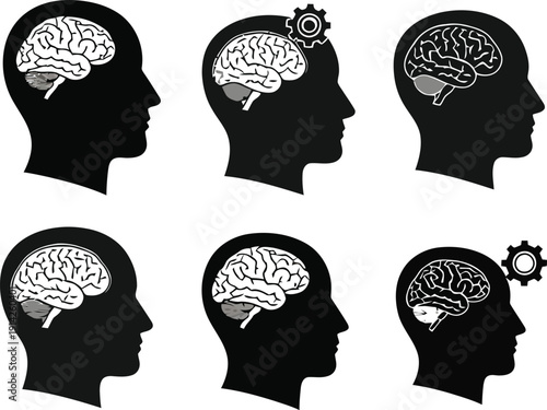 Illustration of brain with light bulb moment concept