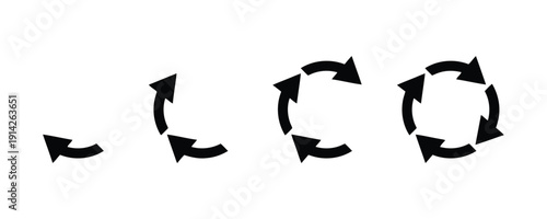 Arrows in circular motion depicting stages of a process refresh or repetition