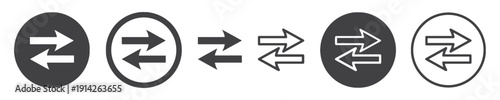 Arrows icons set for exchange, transfer, and bidirectional movement