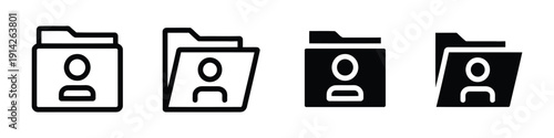 User folder and personal profile directory icon vector. Data management symbol for account storage, private records, and digital documentation set. Vector illustration