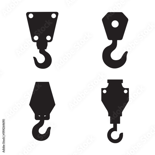 Crane hook silhouettes set