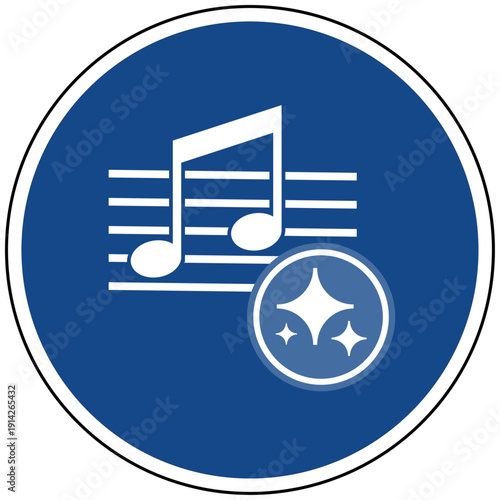 Blaues Schild Noten Musik mit KI Künstliche Intelligenz Symbol Audio Vektor Illustration Komposition Klang Unterhaltung Digitalisierung Musikproduktion Sounddesign